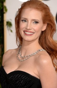 Jessica Chastain in rows of diamonds