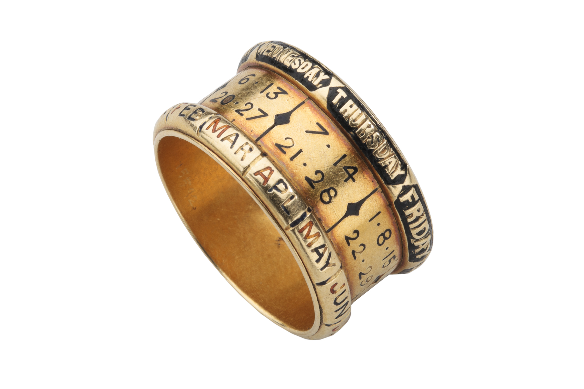 Perpetual Calendar Ring. Gold and Black Enamel Beth Bernstein