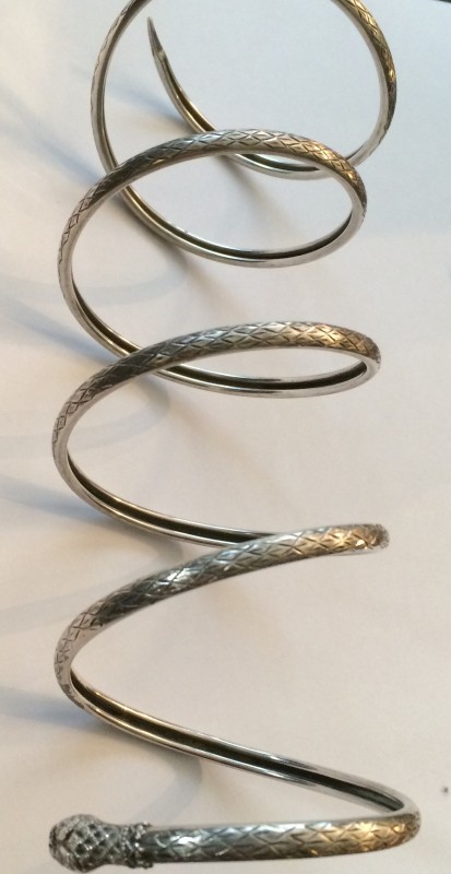 my circa 1920s silver snake slither up the wrist bracelet  (Glorious Antiques)